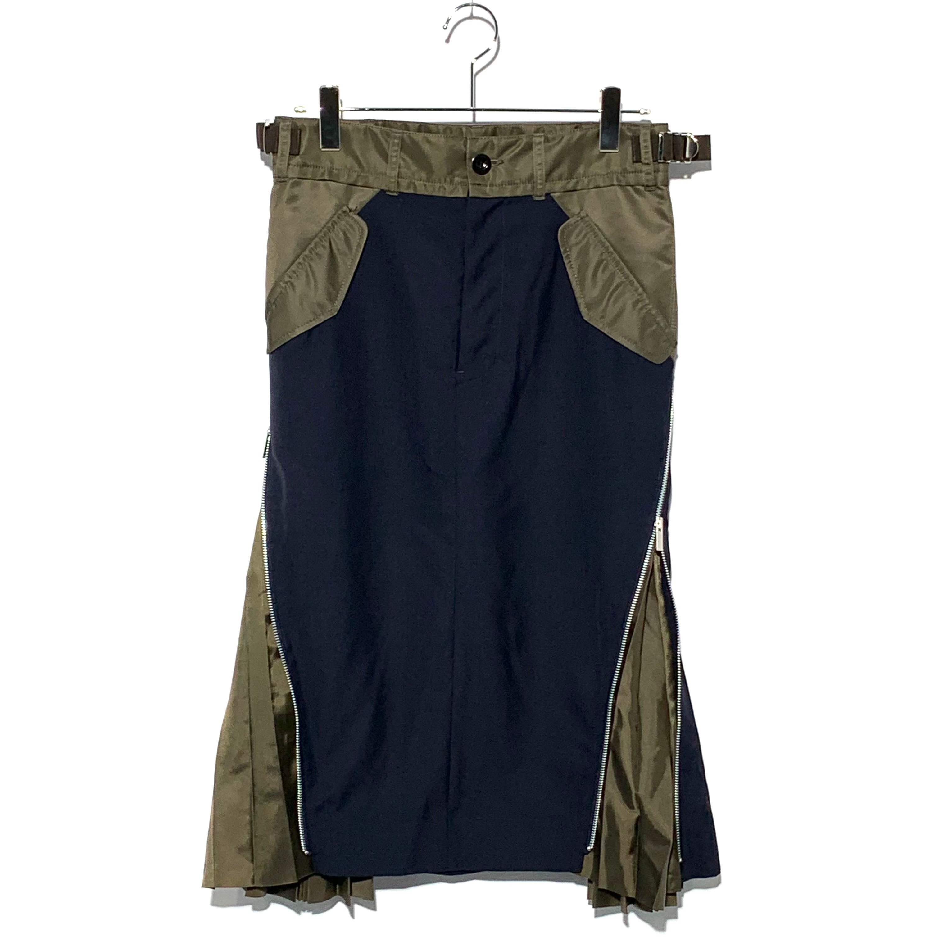 sacai Suiting Mix Skirt "Navy/Dark Khaki"