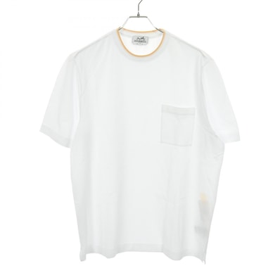 エルメス HERMES H刺繍 ポケット カットソー 衣料品 トップス コットン ホワイト メンズ ホワイト系 【中古】