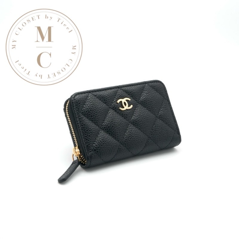 シャネル CHANEL 財布 コインケース 小銭入れ ブラック ゴールド ココマーク クラシック ジップ コインパース カードケース