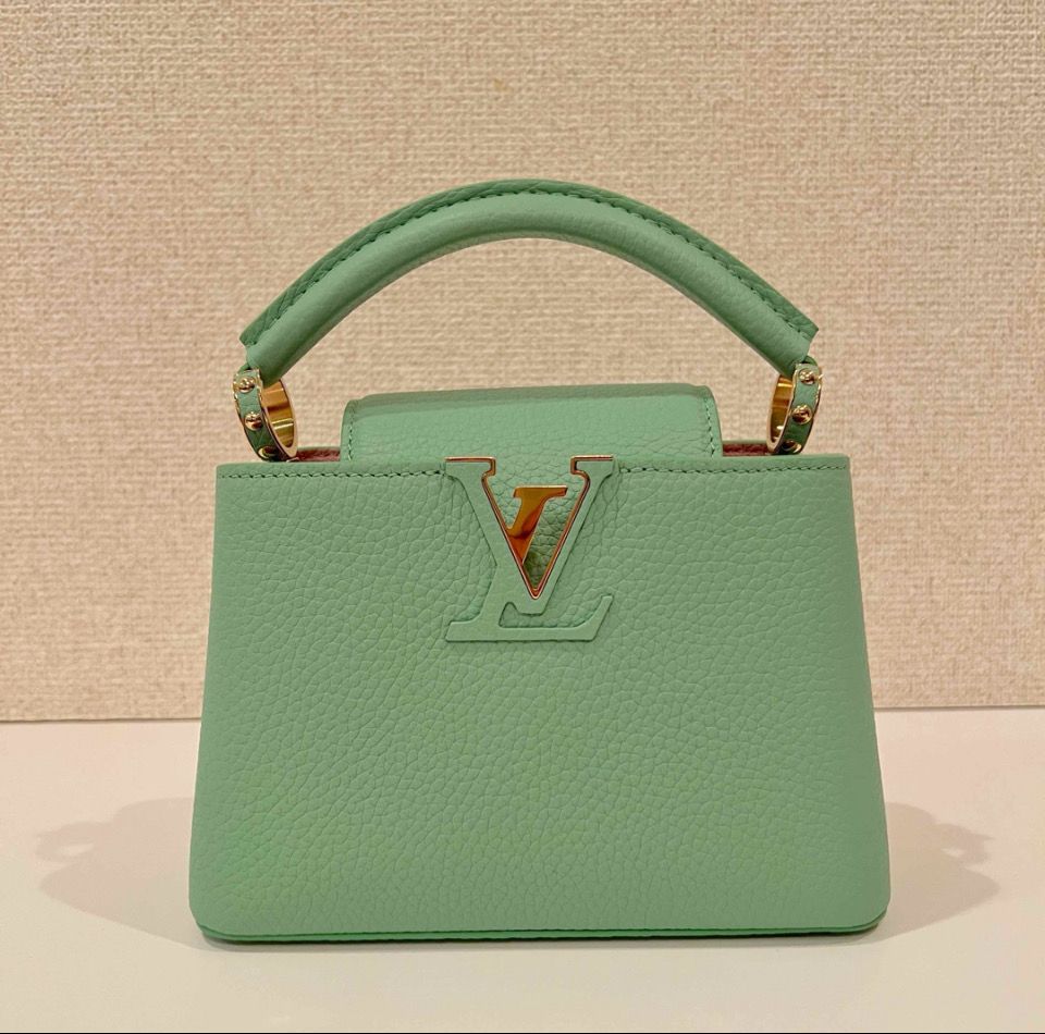 Louis Vuitton Capucines Mini Taurillon Leather "Green/Pink"