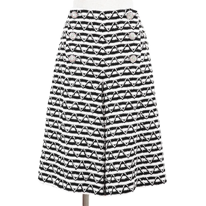 新品同様 シャネル 2024SS パンツ レディース ブラック ホワイト 42 CHANEL