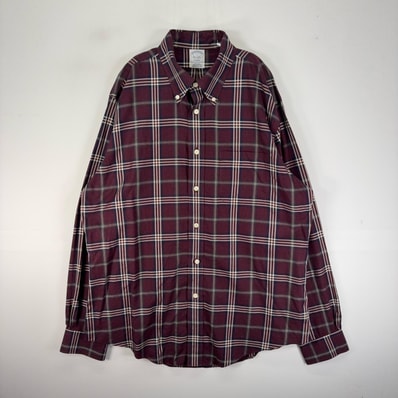 古着 ブルックスブラザーズ Brooks Brothers 長袖シャツ ボタンダウン 胸ポケット L レッド系 チェック メンズ