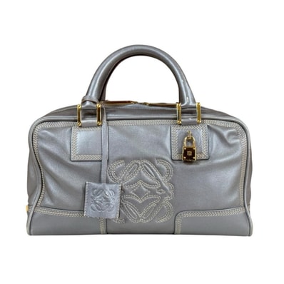 ロエベ アマソナ28 アナグラムロゴ ハンドバッグ レザー グレー レディース LOEWE 中古