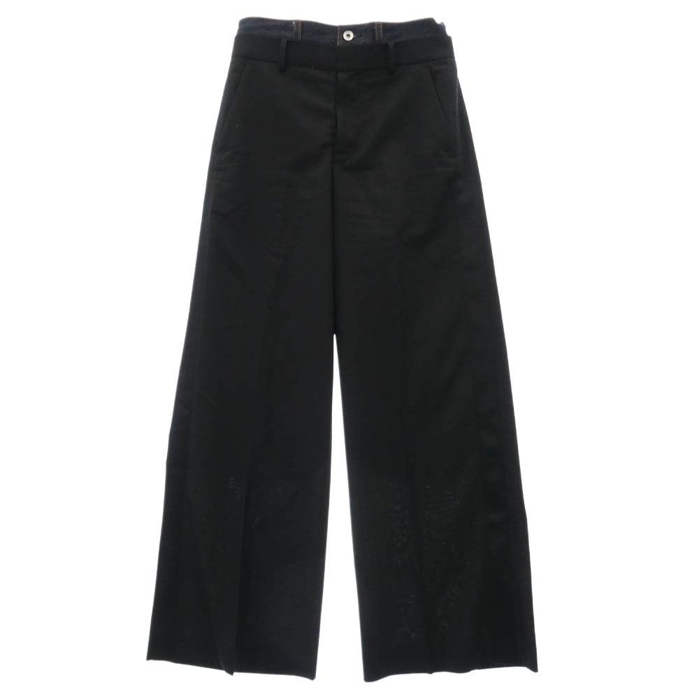 Sacai サカイ パンツ 26-08289 Suiting Denim Pants サイドライン デニムドッキング スーツ パンツ ブラック系 2【中古】