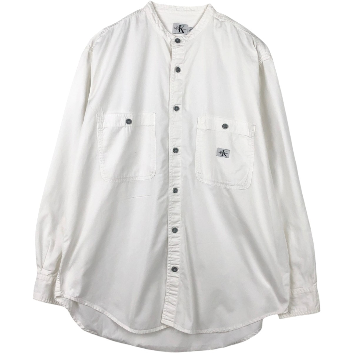 古着 90~00年代 カルバンクライン Calvin klein JEANS 長袖 コットンシャツ メンズL相当 スタンドカラー ヴィンテージ/eaa665503