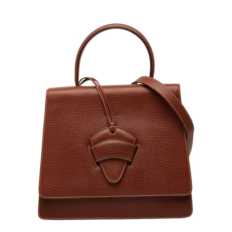 ロエベ バルセロナ ハンドバッグ 2WAY ショルダーバッグ ブラウン レザー レディース LOEWE 中古