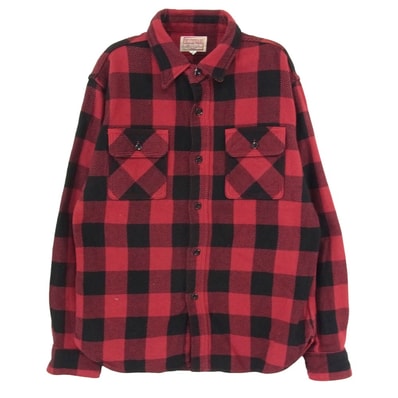 DELUXE デラックス 長袖シャツ BUFFALO CHECK バッファロー チェック フランネル 長袖 シャツ レッド系 M【中古】