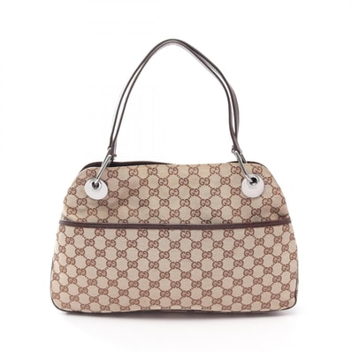 グッチ GUCCI GGキャンバス ショルダーバッグ バッグ キャンバス レザー レディース ベージュ系 / ブラウン系 121023 【中古】