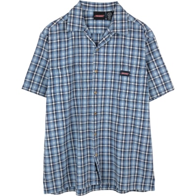 古着 ディッキーズ Dickies オープンカラー 半袖 コットン チェックシャツ ボックスシャツ メンズL相当/eaa670700