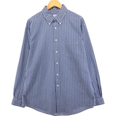 古着 ブルックスブラザーズ Brooks Brothers Madison シアサッカー 長袖 ボタンダウンチェックシャツ メンズL相当/eaa571226