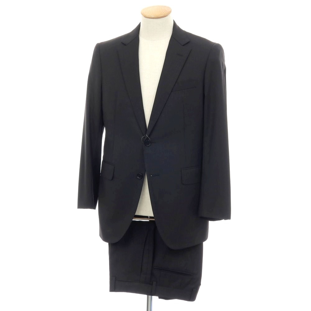【中古】バーバリーロンドン BURBERRY LONDON ウール ストライプ 2つボタンスーツ ブラック【サイズ36】【メンズ】