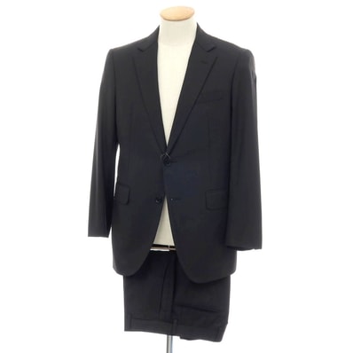 【中古】バーバリーロンドン BURBERRY LONDON ウール ストライプ 2つボタンスーツ ブラック【サイズ36】【メンズ】
