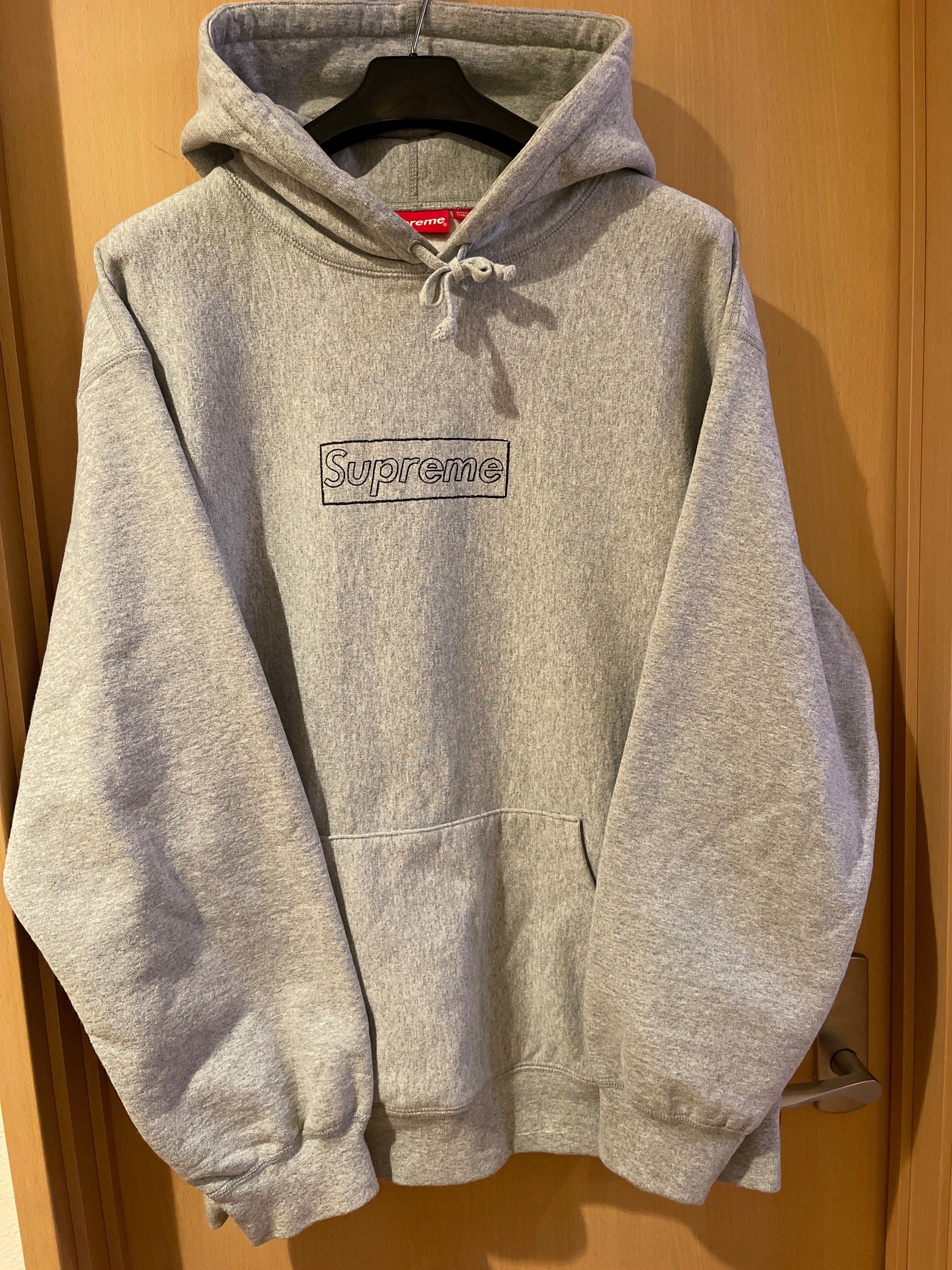 Supreme KAWS Chalk Logo Hooded Sweatshirt "Grey"(2021)