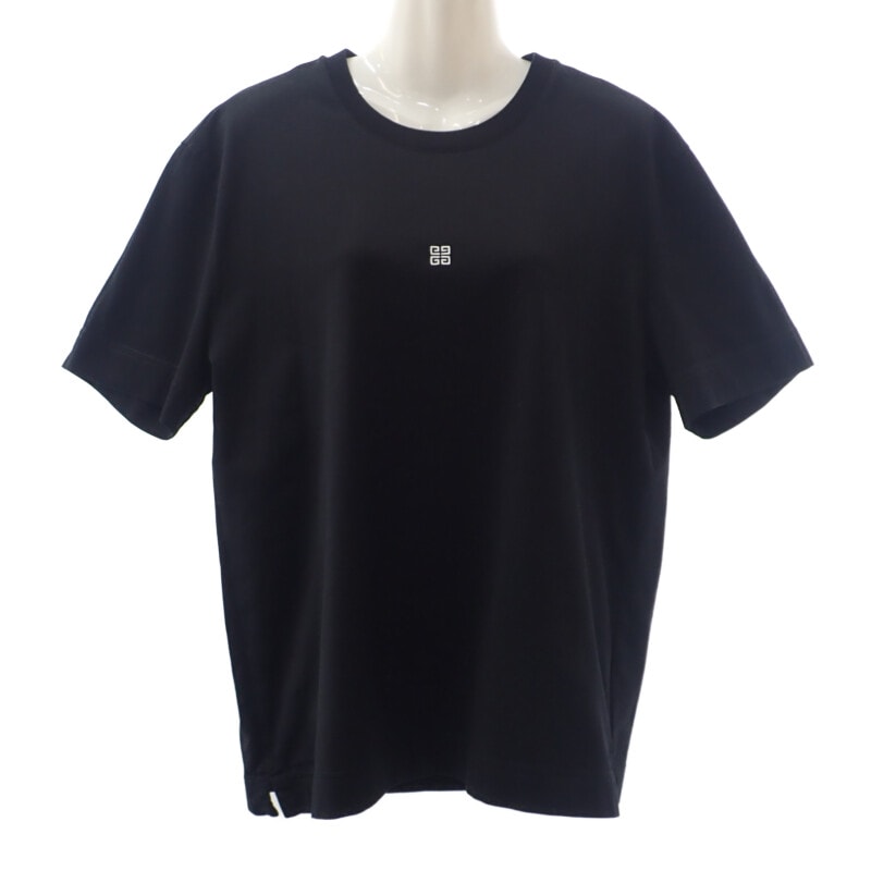 ジバンシー Givenchy ロゴ刺繍入り XL BM716G3YCD 半袖Tシャツ コットン ブラック レディース メンズ【中古】【ABランク】