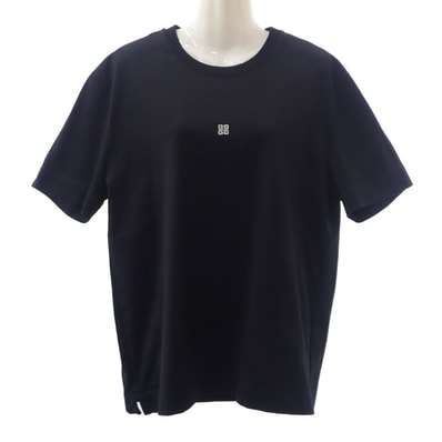 ジバンシー Givenchy ロゴ刺繍入り XL BM716G3YCD 半袖Tシャツ コットン ブラック レディース メンズ【中古】【ABランク】
