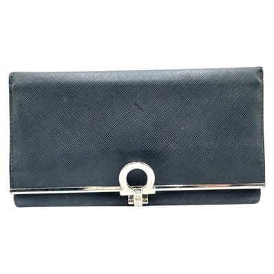 Salvatore Ferragamo サルヴァトーレフェラガモ ガンチーニ金具 ブラック 黒 レザー 長財布 ロングウォレット 604830 【中古】