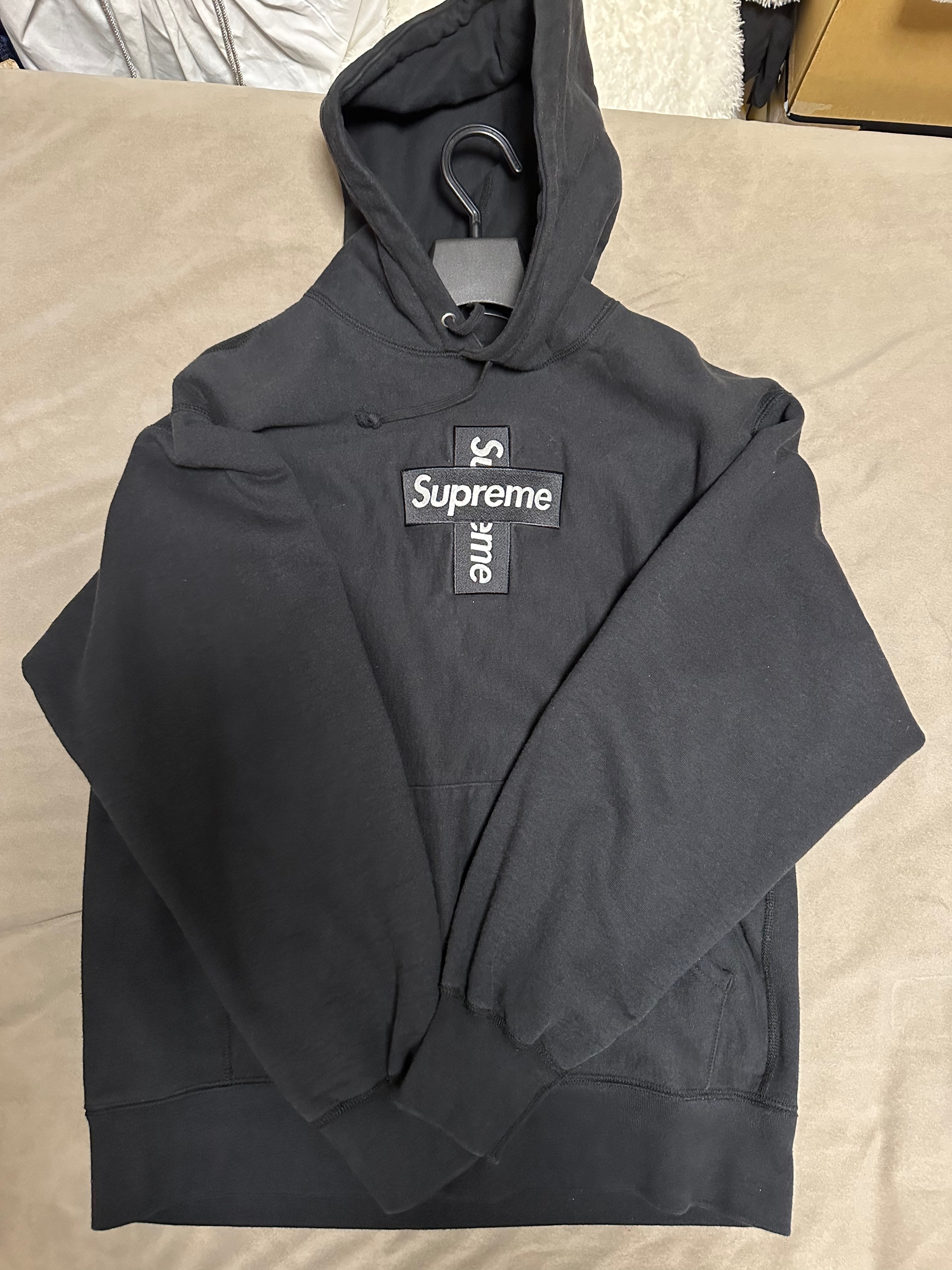 Supreme Cross Box Logo Hooded Sweatshirt "Black"