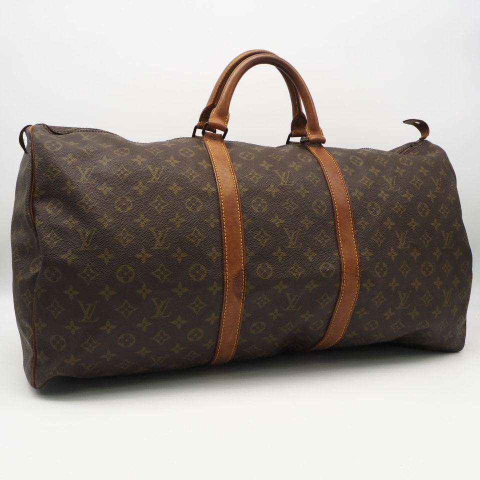 LOUIS VUITTON ルイ・ヴィトン モノグラム キーポル60 M41422 ボストンバッグ ブラウン ベージュ コーティングキャンバス レザー メンズ