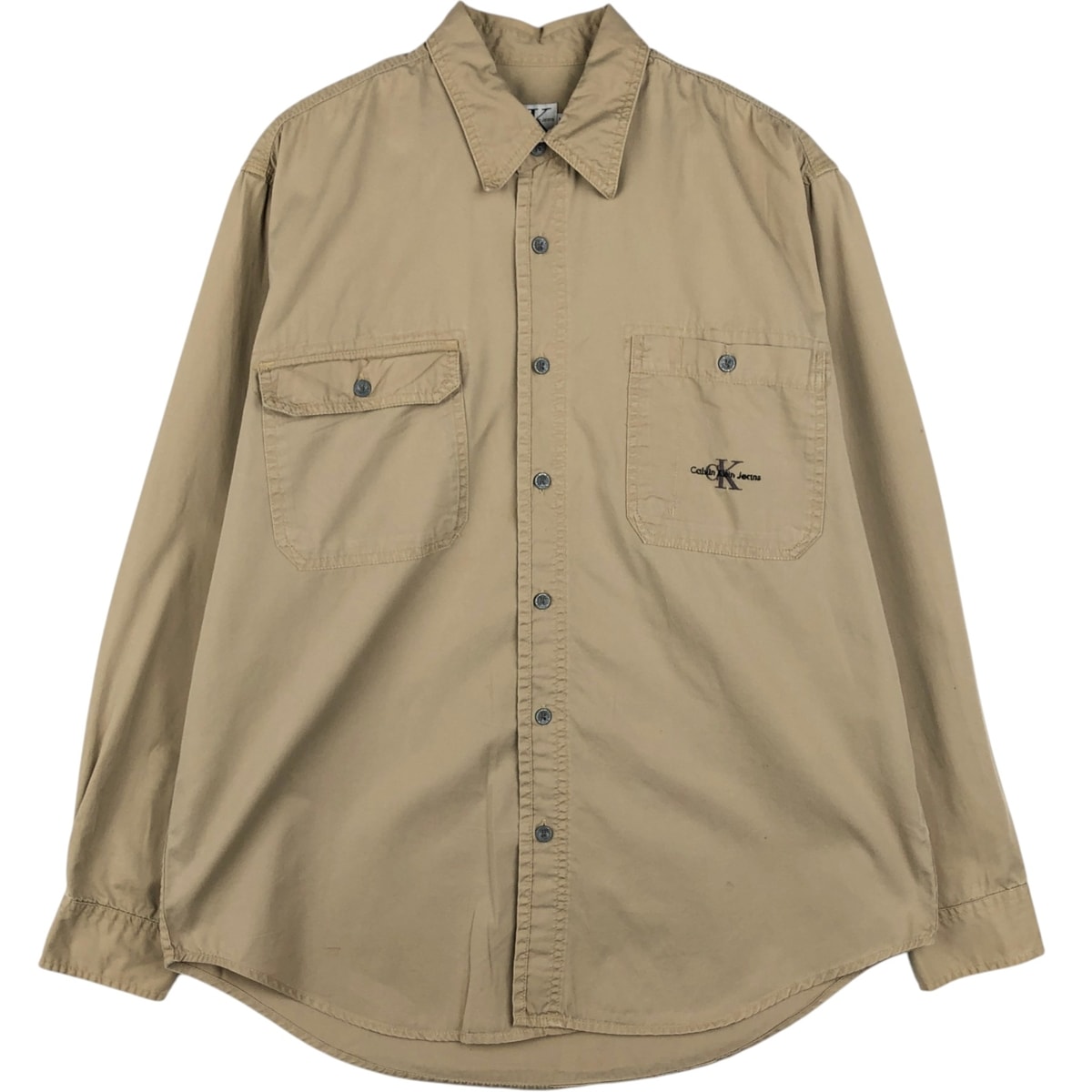古着 90~00年代 カルバンクライン Calvin klein JEANS 長袖 コットンシャツ メンズM相当 ヴィンテージ/eaa647037