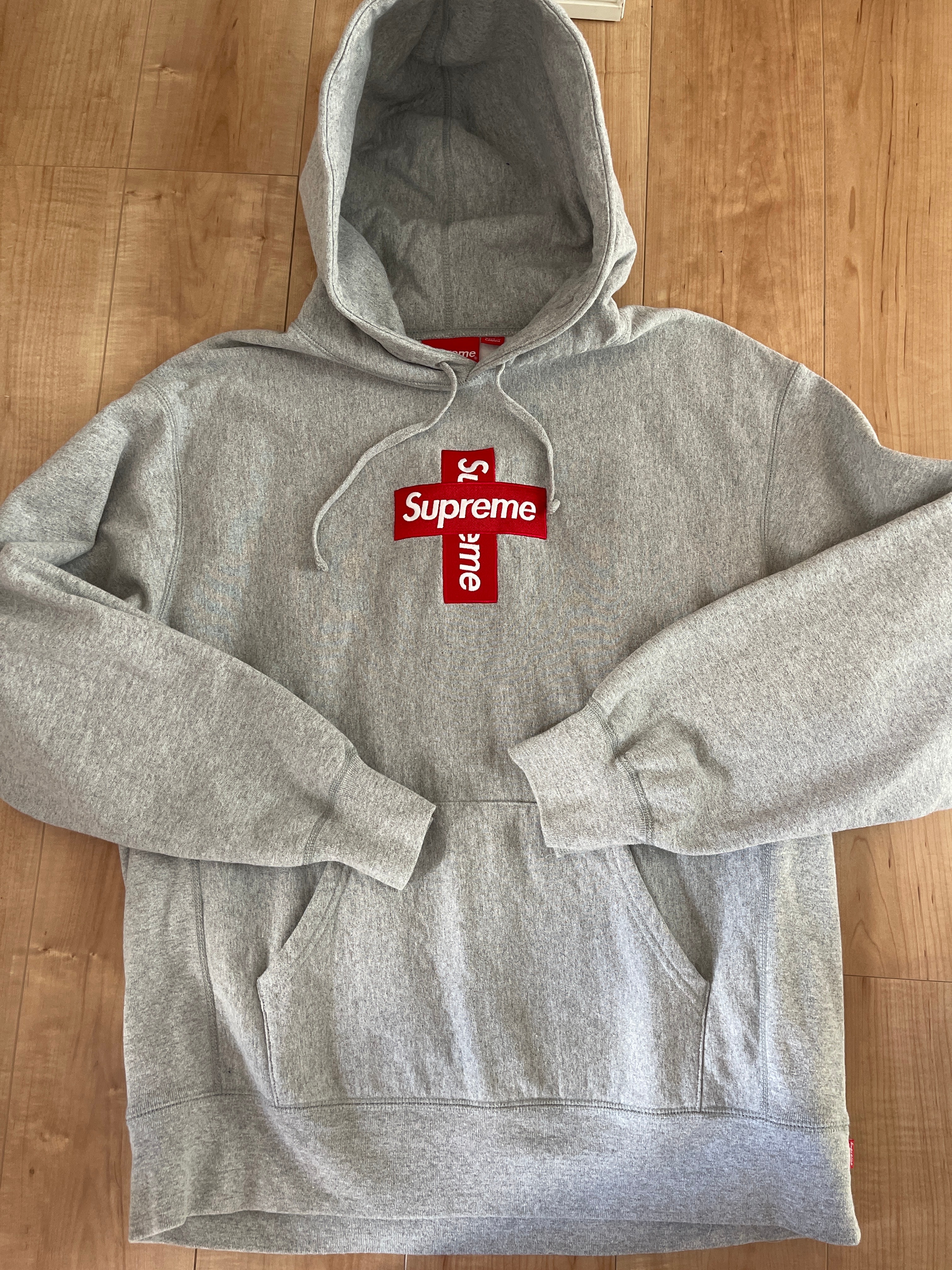 Supreme Cross Box Logo Hooded Sweatshirt "Grey"