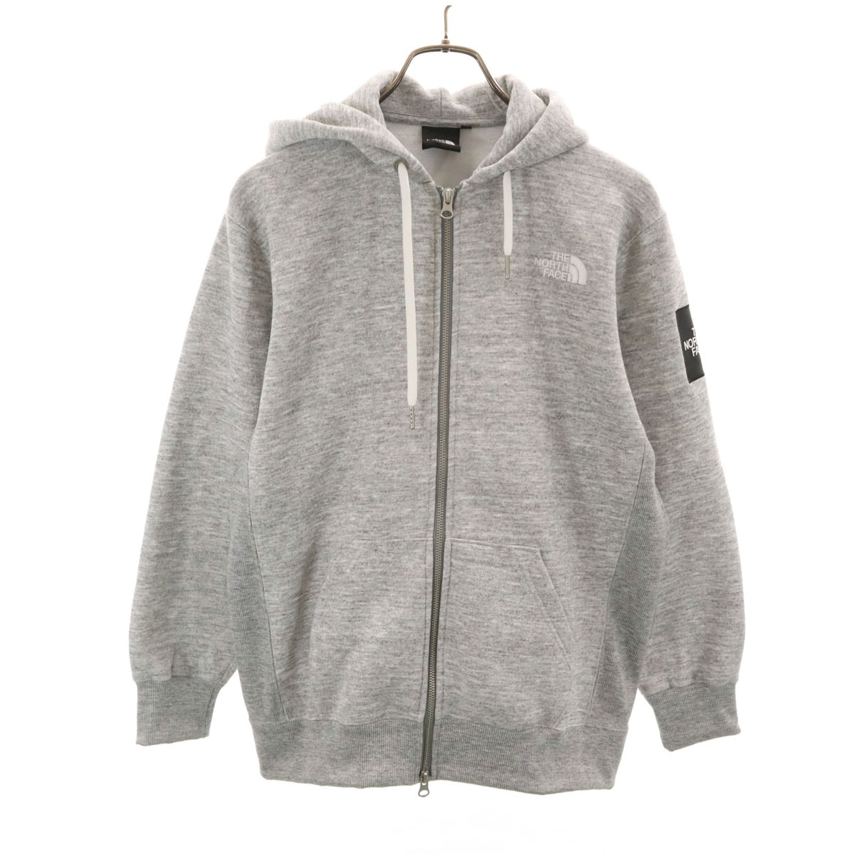 THE NORTH FACE ノースフェイス スクエアロゴ 長袖 スウェット ジップパーカー S グレー NT62132 アウトドア 裏起毛