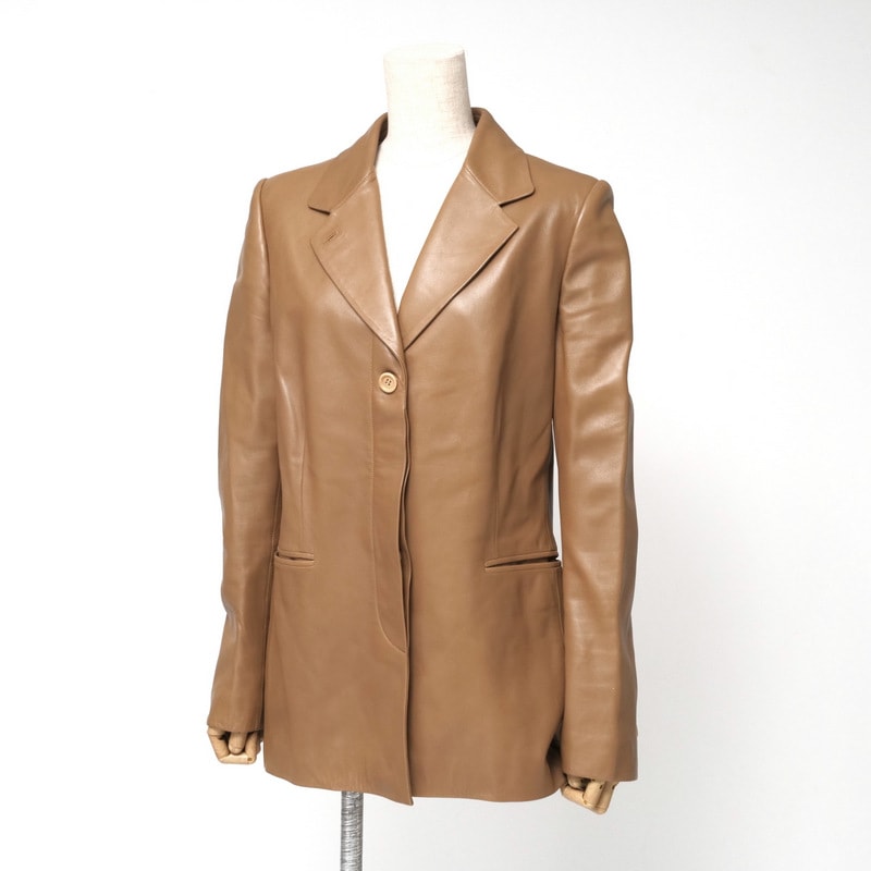 LOEWE ロエベ テーラードジャケット サイズ40 ラムナッパレザー 本革 レザージャケット ブレザー スペイン製 ブランド古着【中古】20240917/RA1243