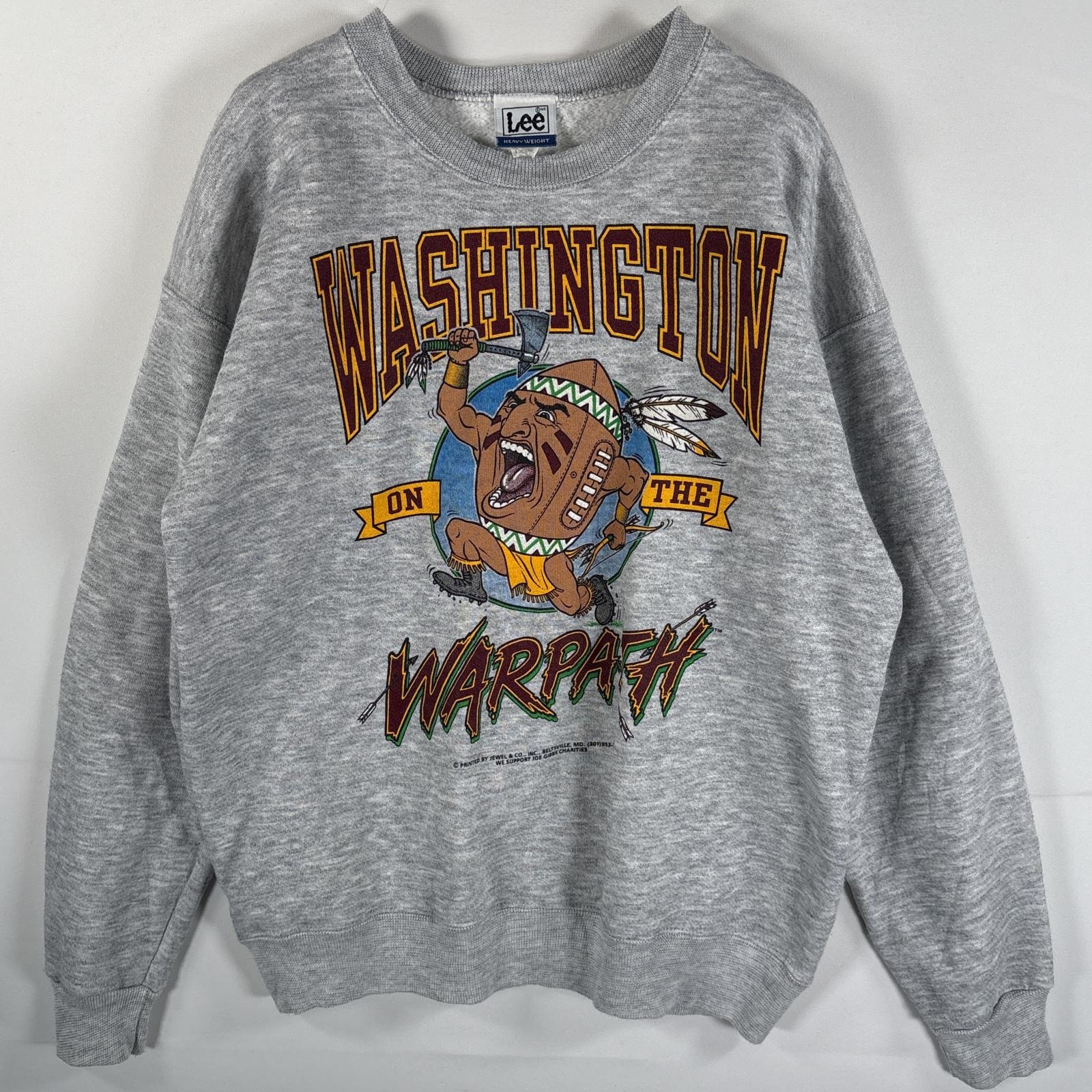 古着 90's/90年代 リー Lee USA製 スウェット ヘビーウェイト 両面プリント クルーネック アメフト ワシントン L  グレー メンズ