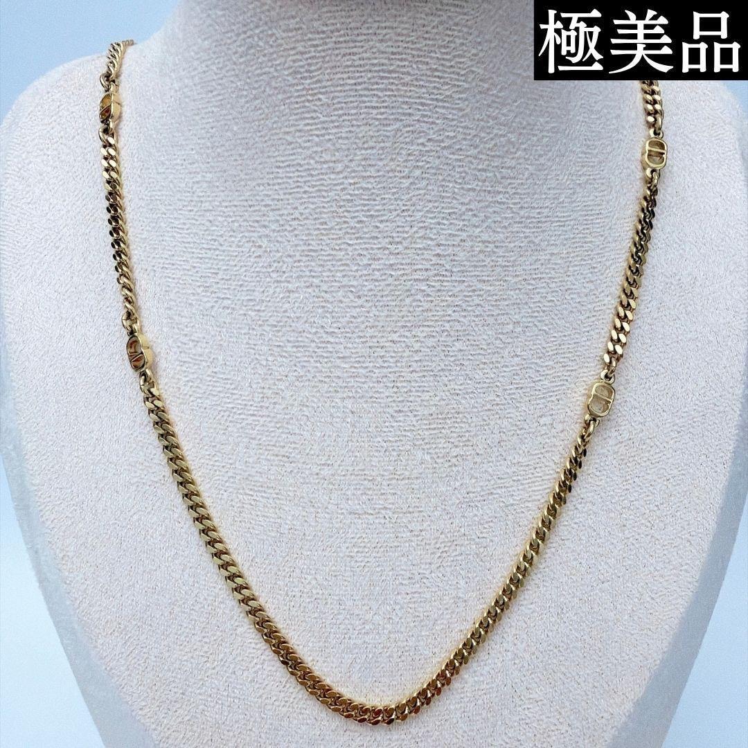 【極美品】Christian Dior クリスチャンディオール CDロゴ ネックレス ゴールド ヴィンテージ アクセサリー