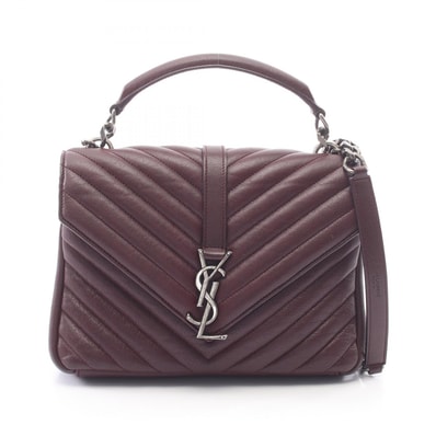 サンローランパリ SAINT LAURENT PARIS カレッジ 2WAY ハンドバッグ バッグ レザー レディース ボルドー系 428056 【中古】
