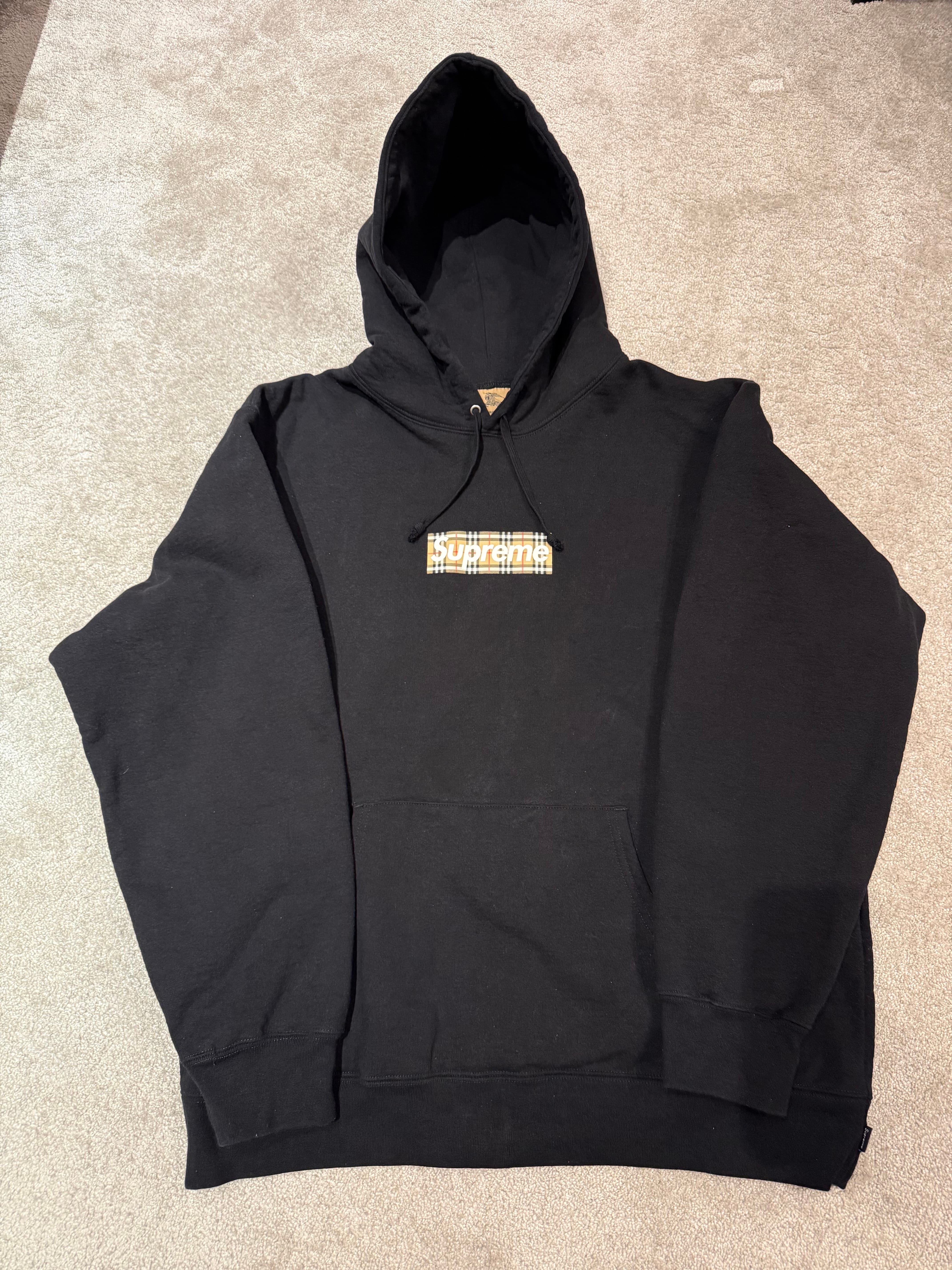 Supreme / Burberry Box Logo Hooded Sweatshirt "Black"