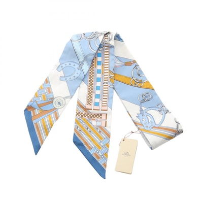 エルメス HERMES ツイリー BRIDES ET GRIS-GRIS スカーフ 衣料品 シルク シルク レディース ブルー系 / グレー系 / マルチカラー 【中古】