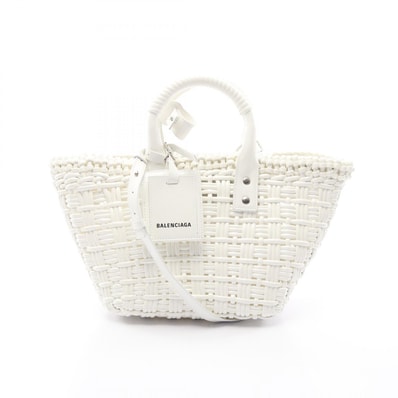 バレンシアガ BALENCIAGA BISTRO XS ビストロ バスケットバッグ 2WAY トートバッグ バッグ エナメル レディース ホワイト系 671342 【中古】