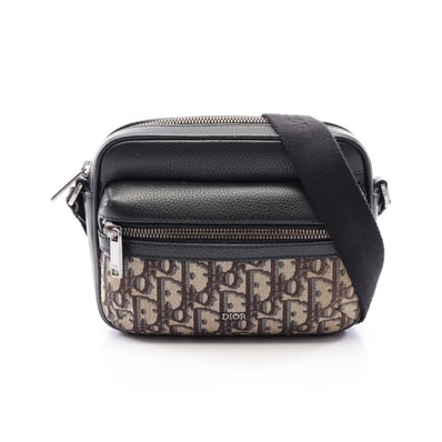 ディオール Dior Rider 2.0 ジップ メッセンジャーバッグ ミニ ショルダーバッグ バッグ レザー キャンバス メンズ ブラック系 / ベージュ系 2ESWS034YKS 【中古】