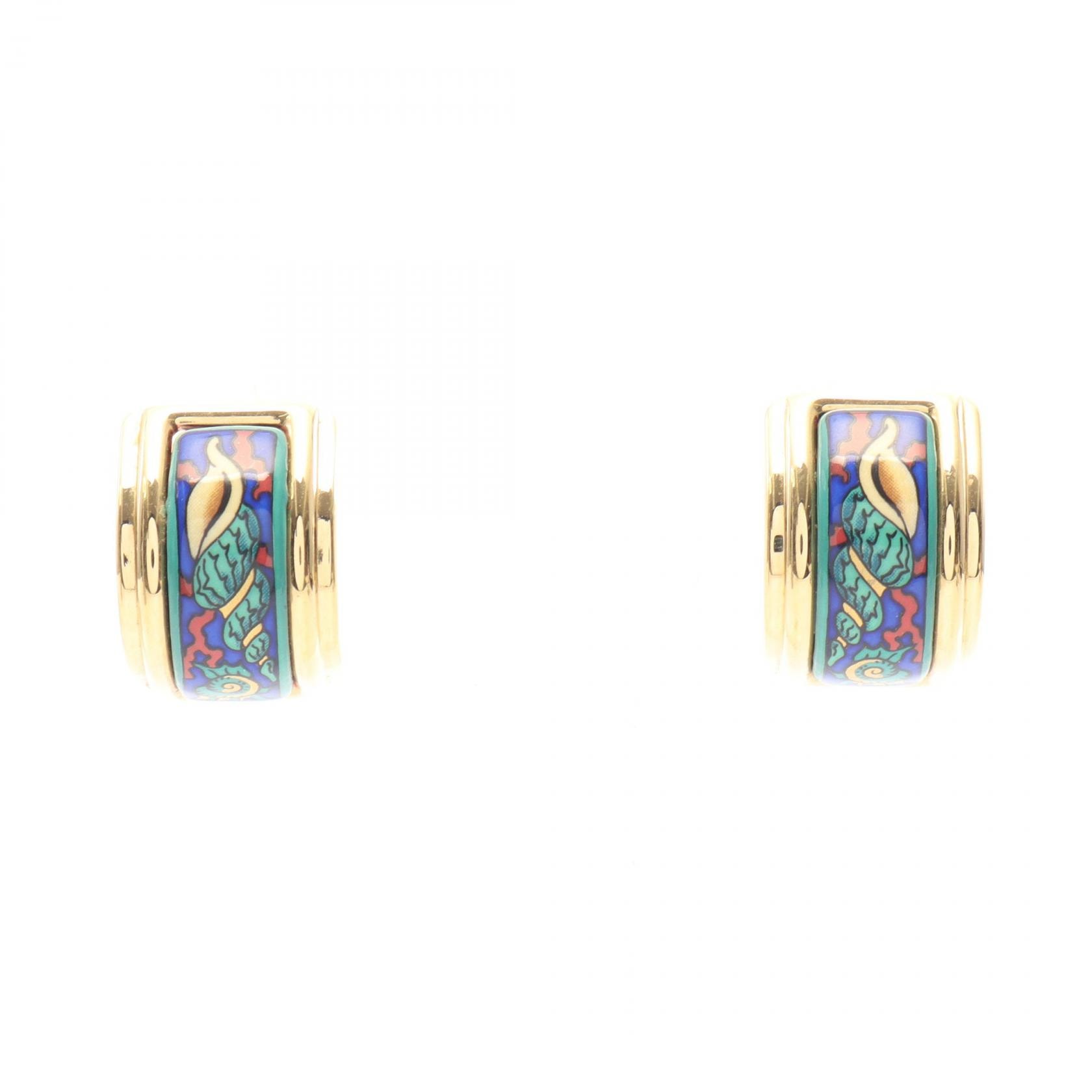 エルメス HERMES エマイユ イヤリング ジュエリー GP(ゴールドメッキ) 七宝 ゴールド レディース ゴールド系 / グリーン系 / ブルー系 【中古】