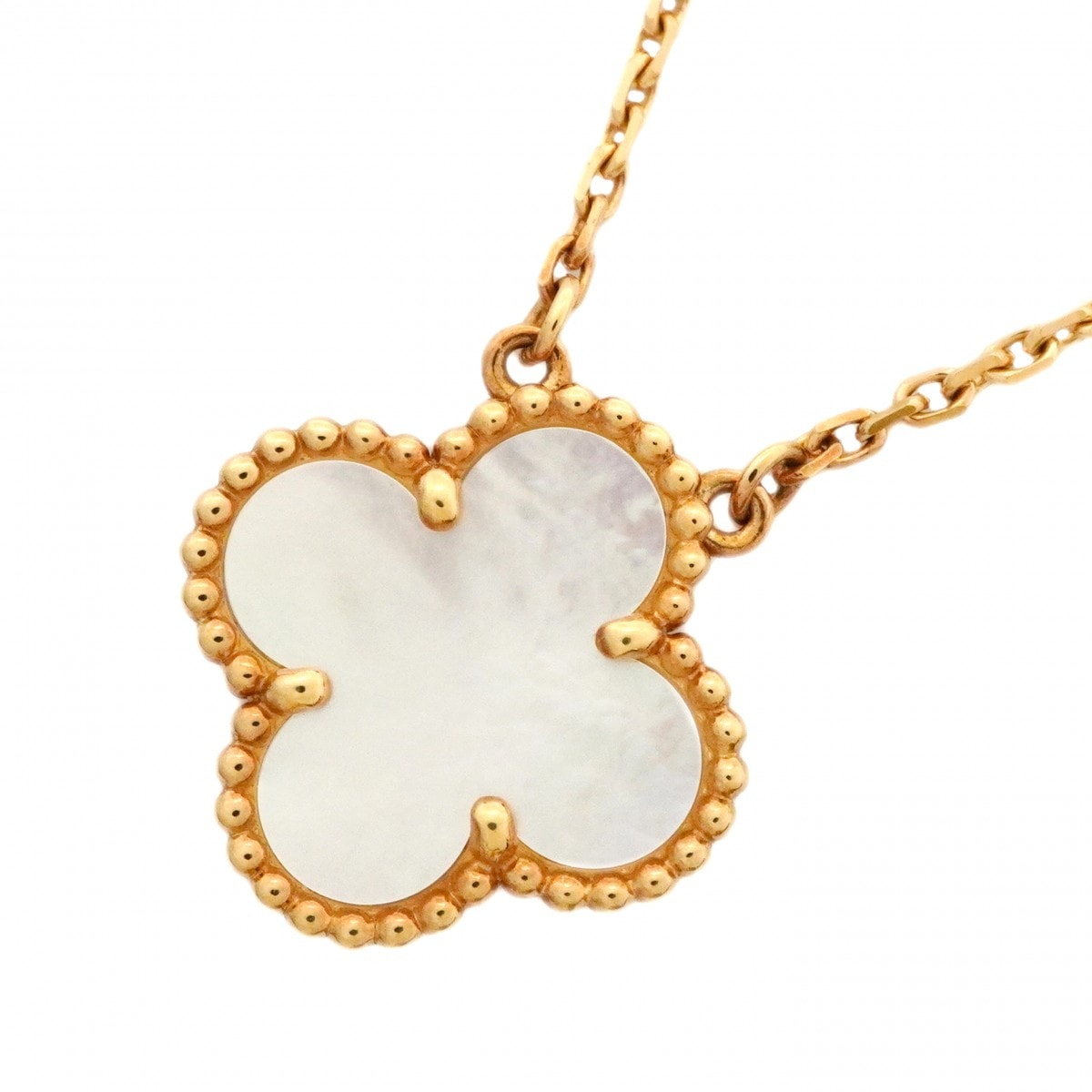 【6jbb0377】ヴァンクリーフ＆アーペル ネックレス ヴィンテージ アルハンブラ K18YG イエローゴールド マザーオブパール【中古】レディース