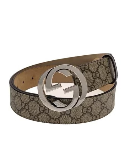 GUCCI GG Supreme Belt With G Buckle "Beige/Ebony"