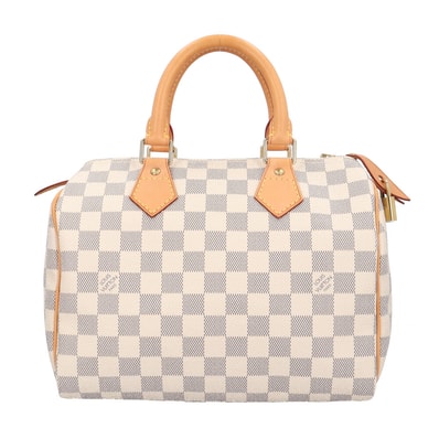 ルイヴィトン スピーディ25 ダミエアズール ハンドバッグ ダミエアズールキャンバス N41534 ホワイト レディース LOUIS VUITTON 中古