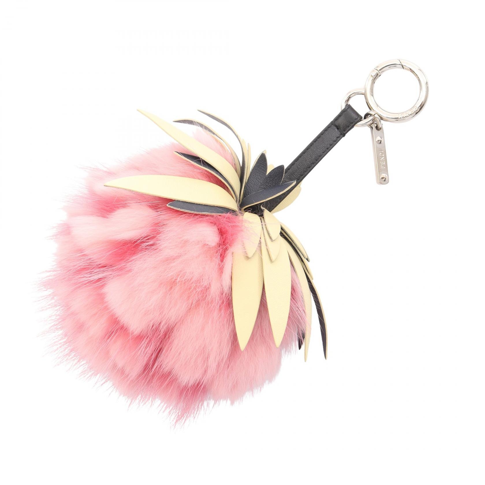 フェンディ FENDI フルーツ チャーム アクセサリー レザー フォックスファー レディース ピンク系 / マルチカラー 7AR577 【中古】