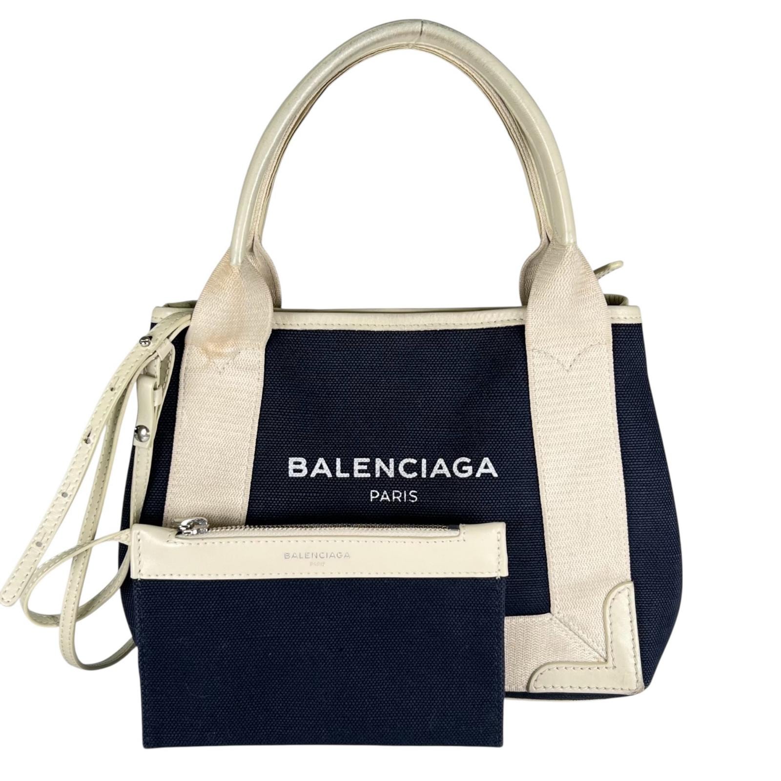 BALENCIAGA バレンシアガ ネイビーカバス トートバッグ キャンバス ネイビー レディース 2way【中古】