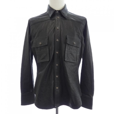 Chrome Hearts Cross Ball Button Military Leather L/S Shirt "Black"