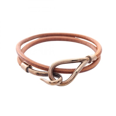 エルメス HERMES ジャンボチョーカー ブレスレット アクセサリー レザー メタル レディース ブラウン系 / シルバー系 【中古】