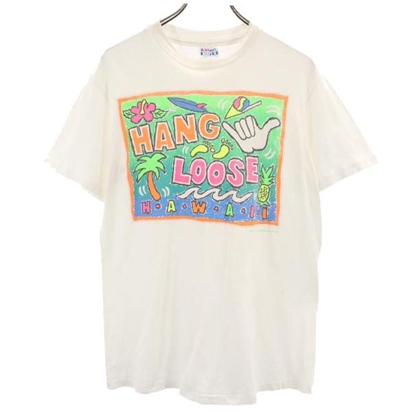 Hanes ヘインズ 80s 90s オールド USA製 半袖 Tシャツ M ホワイト系