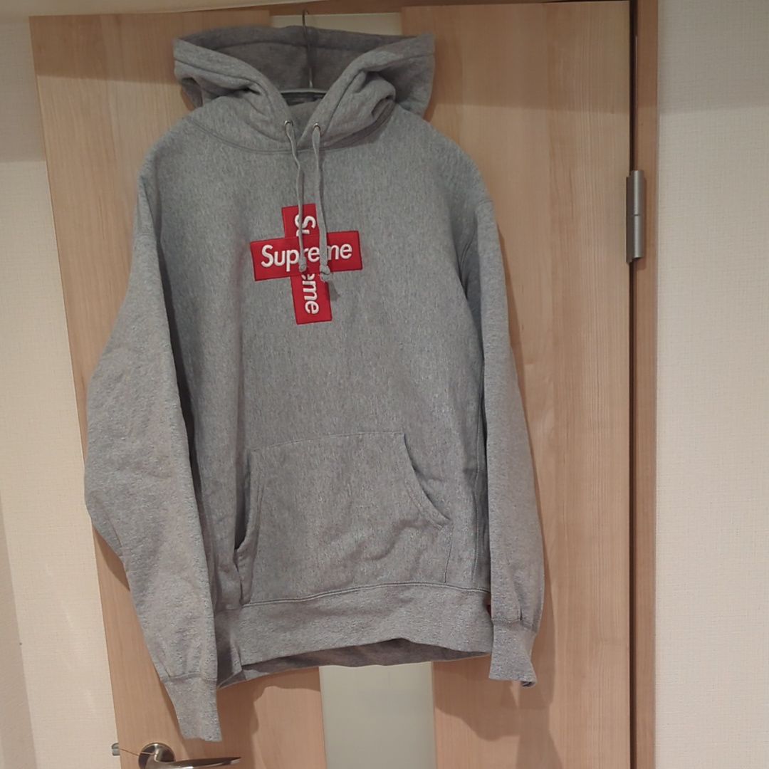 Supreme Cross Box Logo Hooded Sweatshirt "Grey"