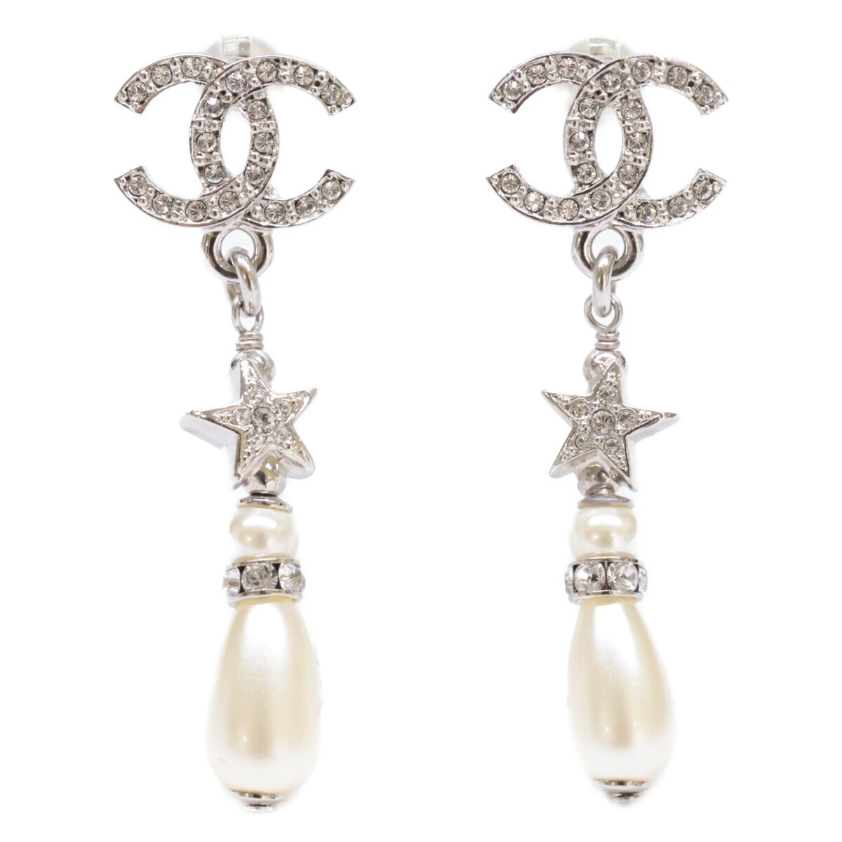 シャネル 新品同様 C25 ココマーク スター ラインストーン ドロップパール