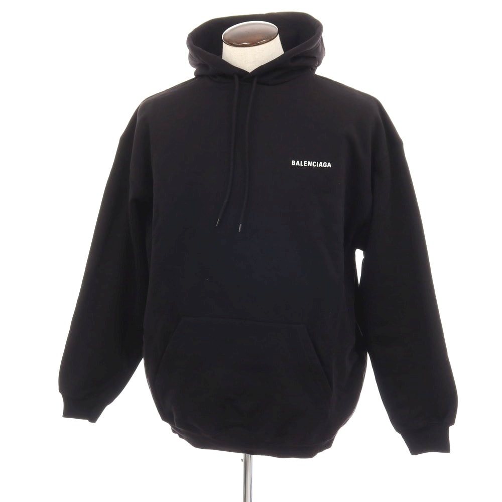 【中古】バレンシアガ BALENCIAGA WARDROBE コットン プルオーバー パーカー ブラック【サイズL】【メンズ】