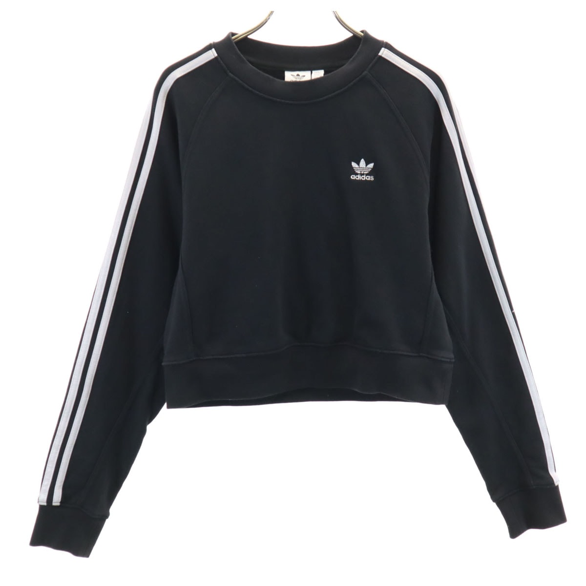 adidas Originals アディダスオリジナルス トレフォイルロゴ 長袖 スウェット ショート丈 トレーナー OT ブラック