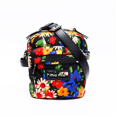 ミュウ ミュウ Miu Miu キャンバス ジャガード フラワー ショルダーバッグ【中古】