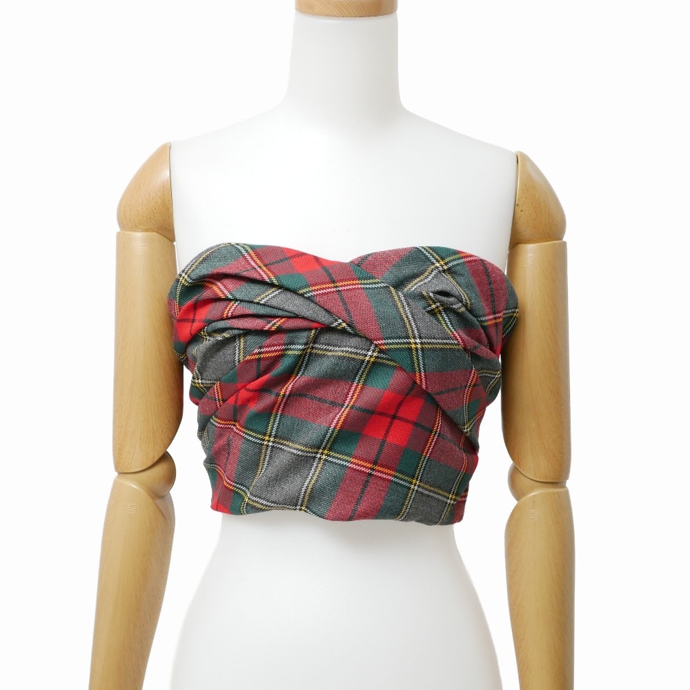 ■美品■Christian Dior クリスチャンディオール チューブトップ サイズ38 チェック イタリア製 ブランド古着【中古】20260403/RA8678