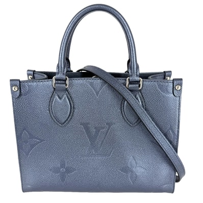 LOUIS VUITTON ルイヴィトン 2WAY オンザゴーPM ハンドバッグ ショルダーバッグ 肩掛け 斜め掛け メタリック M58956 モノグラムアンプラント ブルー 青 シルバー金具 レディース【中古品】