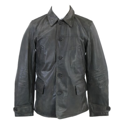 ダブルアールエル 美品 チェックライニング タンニン鞣しカウハイド レザーカーコート XS